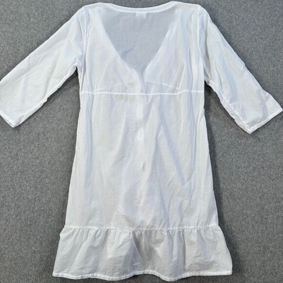 Saha White Button Front Swim Coverup Women's Medium White Crochet Trim Ruffle - Picture 7 of 7